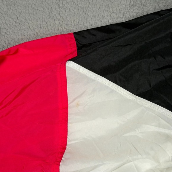 Vtg Nike Jacket Adult Large Black Pink Red Full Zip Windbreaker Hidden Hood - Picture 3 of 7